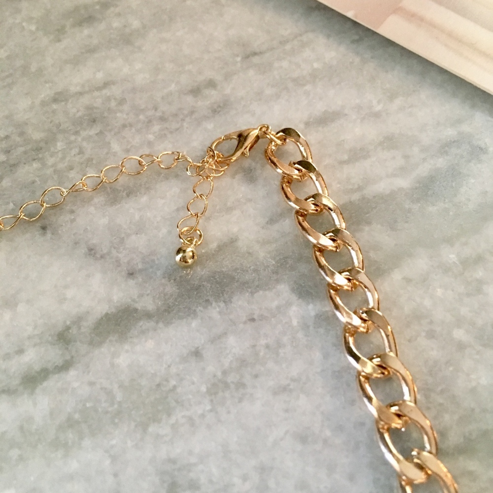 Link Chain Thick Gold Choker Necklace - Picture 8 of 8